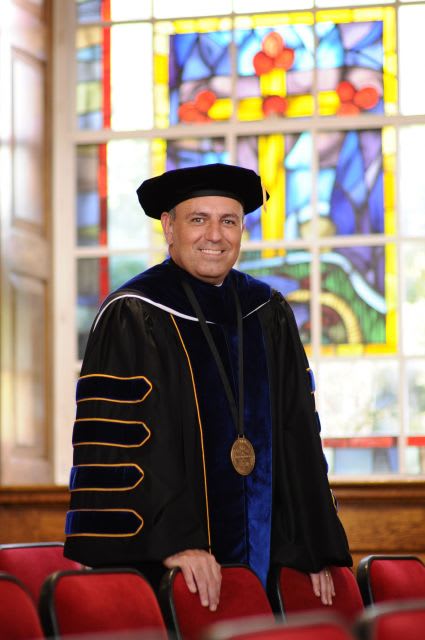 Milligan University President Bill Greer in academic regalia